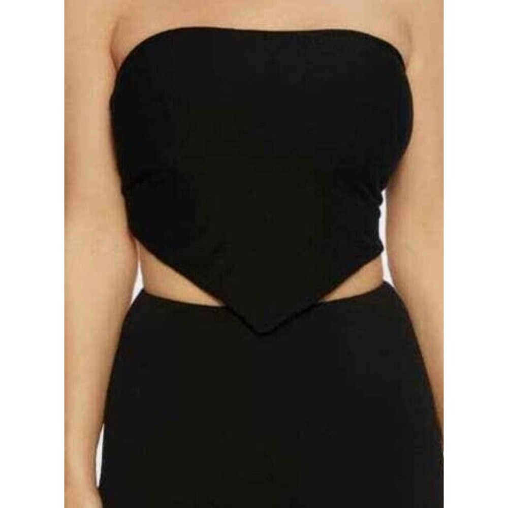 Naked Wardrobe 2-Way Knot My Strapless Handkerchief Top‎ Size XL Black Stretch